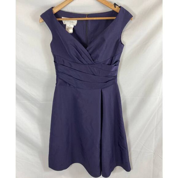 Davids Bridal cap sleeve faille dress with ruched waist Purple size 4 - Picture 2 of 6